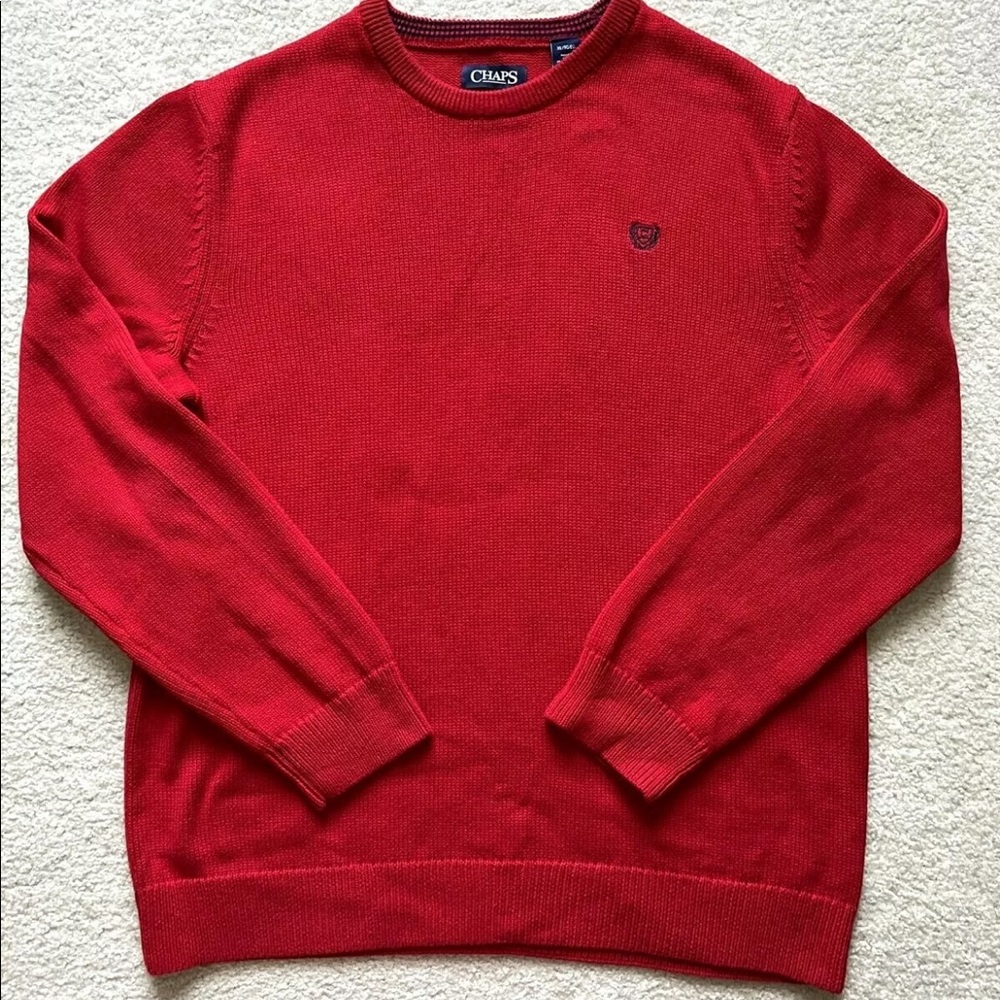 Chaps Red Cotton Pullover Crewneck Sweater Mens Size XL NWOT